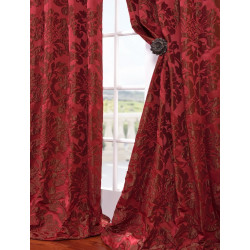 Astoria Red & Bronze Faux Silk Jacquard Curtain