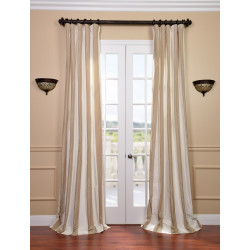 Cappuccino Faux Silk Taffeta Stripe Curtain