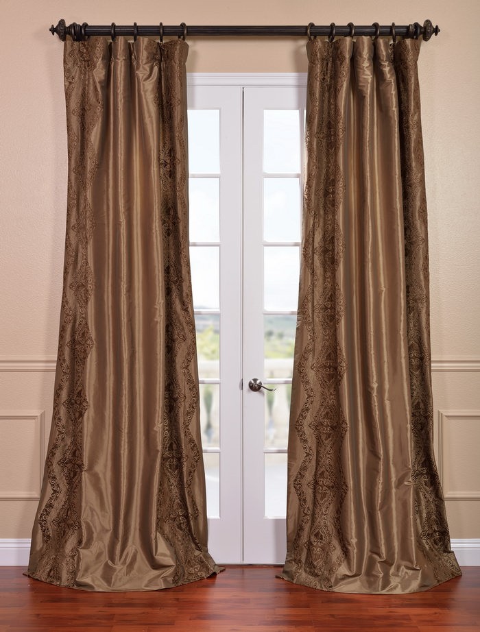 Chai Embroidered Faux Silk Curtain Dry Com Chai Embroidered Faux Silk Curtain, Faux Silk Curtains