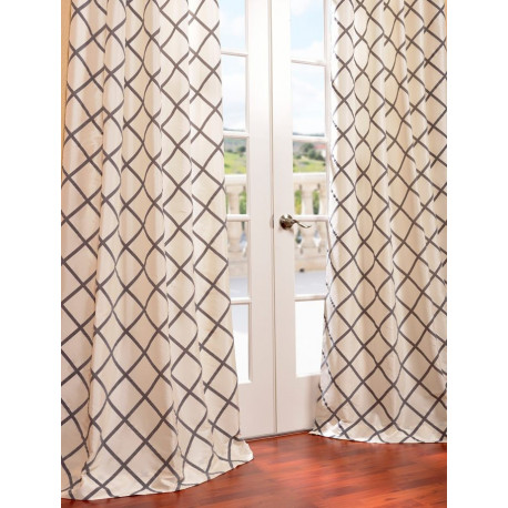 Pavillion Pearl Flocked Faux Silk Curtain