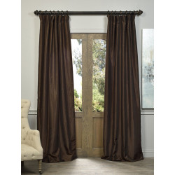 Coffee Bean Vintage Textured Faux Dupioni Silk Curtain