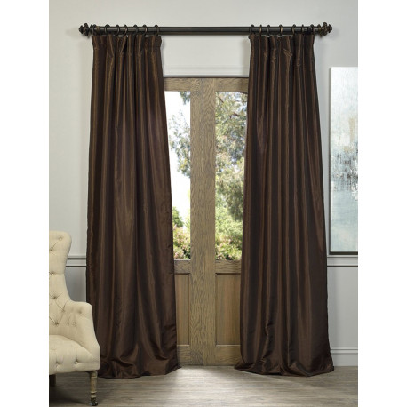 Coffee Bean Vintage Textured Faux Dupioni Silk Curtain