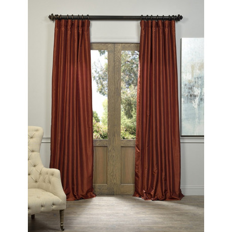 Burnt Orange Vintage Textured Faux Dupioni Silk Curtain