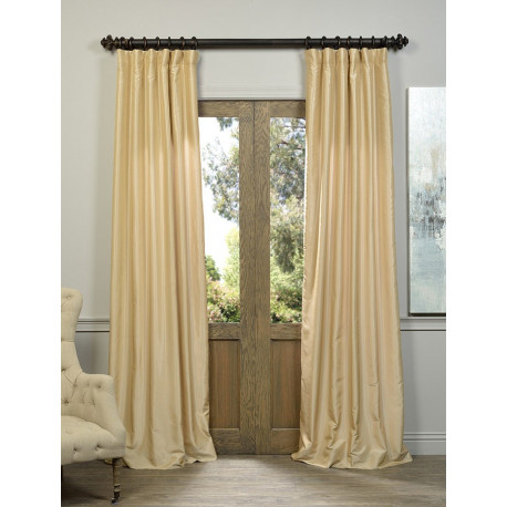 Almond Vintage Textured Faux Dupioni Silk Curtain