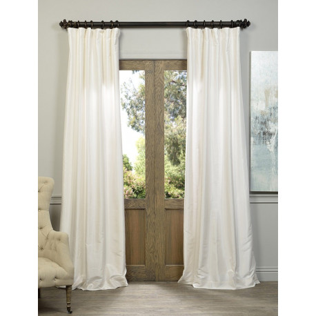 Off White Textured Vintage Faux Dupioni Silk Curtain