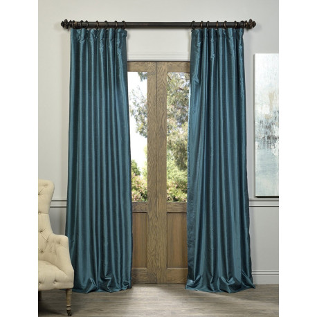 Peacock Vintage Textured Faux Dupioni Silk Curtain