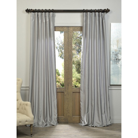 Silver Vintage Textured Faux Dupioni Silk Curtain