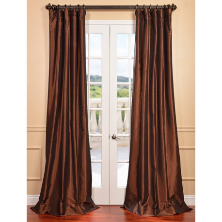 Copper Brown Faux Silk Taffeta Curtain