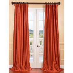 Blood Orange Yarn Dyed Faux Dupioni Silk Curtain