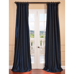 Navy Blue Blackout Faux Silk Taffeta Curtain