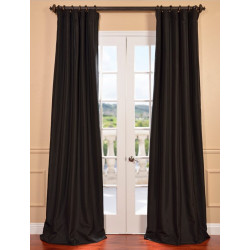 Black Blackout Faux Silk Taffeta Curtain
