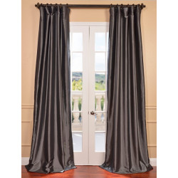 Graphite Blackout Faux Silk Taffeta Curtain