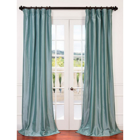 Robin's Egg Blackout Faux Silk Taffeta Curtain