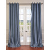 Provencial Blue Grommet Blackout Vintage Textured Faux Dupioni Silk Curtain