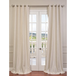 Off White Grommet Blackout Vintage Textured Faux Dupioni Silk Curtain