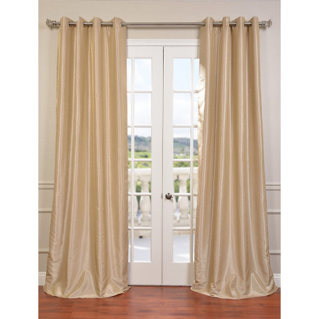 Almond Grommet Blackout Vintage Textured Faux Dupioni Silk Curtain