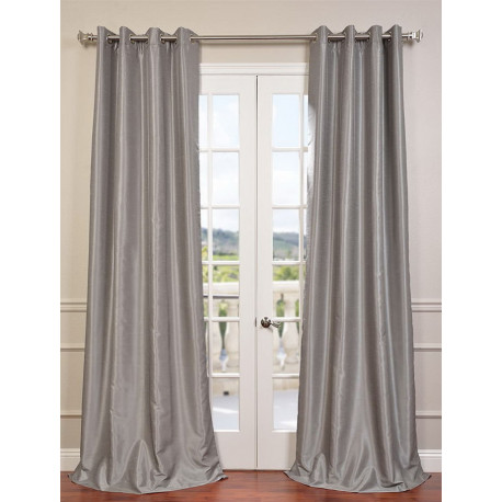 Silver Grommet Blackout Vintage Textured Faux Dupioni Silk Curtain