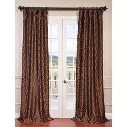 Meridian Copper Brown Flocked Faux Silk Curtain