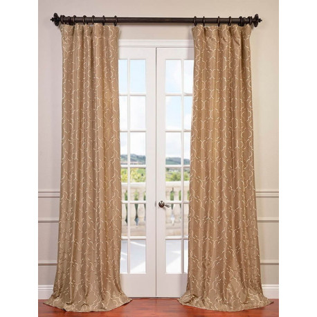 Algeirs Champagne Embroidered Faux Silk Curtain