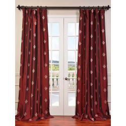 Trophy Syrah Embroidered Faux Silk Taffeta Curtain