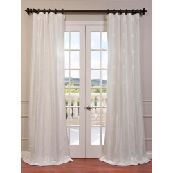 Trophy White Embroidered Faux Silk Taffeta Curtain