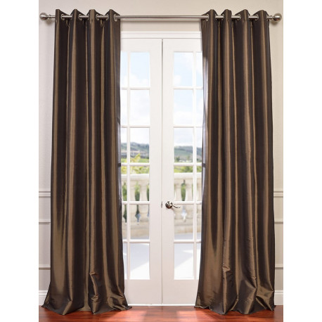 Mushroom Grommet Blackout Faux Silk Taffeta Curtain