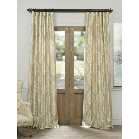 Oahu Taupe Faux Silk Jacquard Curtain