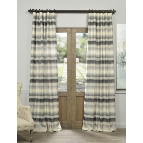 Hazey Sunset Horizontal Stripe Faux Silk Jacquard Curtain