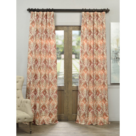 Kauai Coral Faux Silk Jacquard Curtain