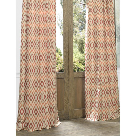 Maui Coral Faux Silk Jacquard Curtain