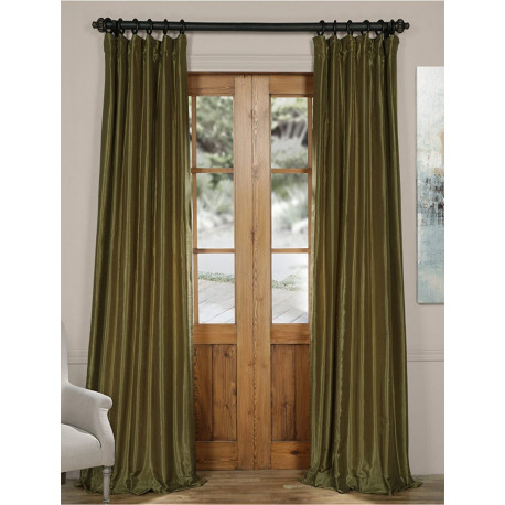 Oregano Green Vintage Textured Faux Dupioni Silk Curtain