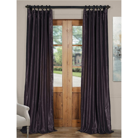 Dark Grape Vintage Textured Faux Dupioni Silk Curtain