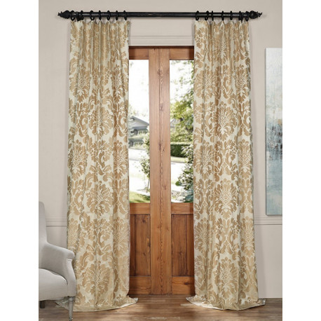 Astoria Tan & Ecru Faux Silk Jacquard Curtain