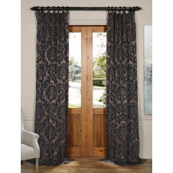 Astoria Mercury Grey & Dark Sapphire Faux Silk Jacquard Curtain