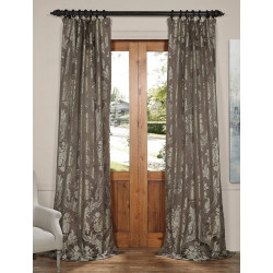 Magdelena Slate & Silver Faux Silk Jacquard Curtain