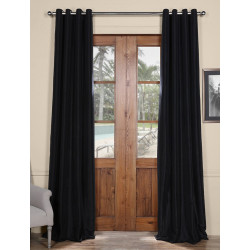 Black Grommet Blackout Faux Silk Taffeta Curtain