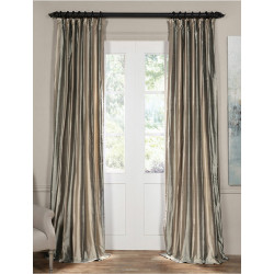 Serenity Silver Silk Stripe Curtain