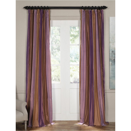 Smokey Topaz and Amethyst Silk Stripe Curtain