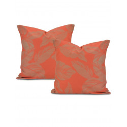 Bali Red Printed Cotton Cushion Cover (Pair)