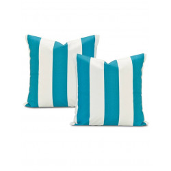 Cabana Teal Printed Cotton Cushion Cover (Pair)