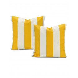 Cabana Yellow Printed Cotton Cushion Cover (Pair)