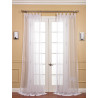 Pair (2 Panels) Solid White Voile Poly Sheer Curtain
