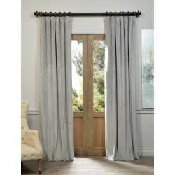 Signature Silver Grey Blackout Velvet Curtain