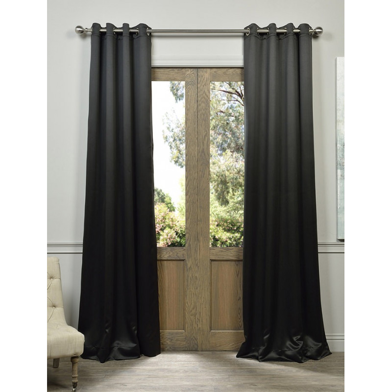 Jet Black Grommet Blackout Curtain - Curtain-Drapery.com