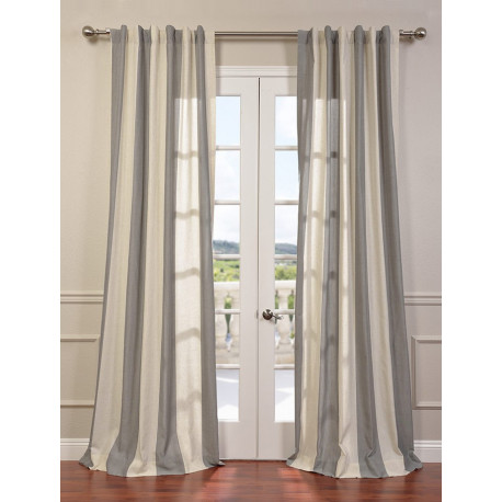 Del Mar Gray Linen Blend Stripe Curtain