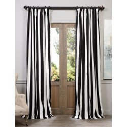 Cabana Black Printed Cotton Curtain