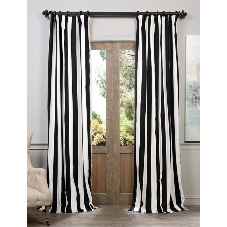 Cabana Black Printed Cotton Curtain