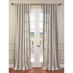 Bermuda Gray Linen Blend Stripe Curtain