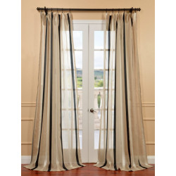 Carlton Natural Linen Blend Stripe Sheer Curtain