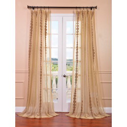 Cleopatra Gold Embroidered Sheer Curtain